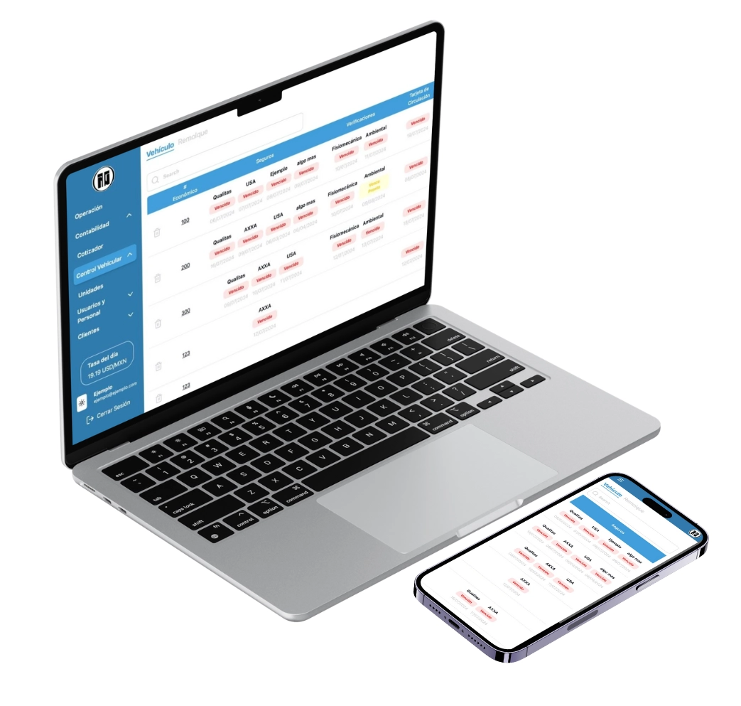 Screenshot de la aplicacion de Transportes Nieto